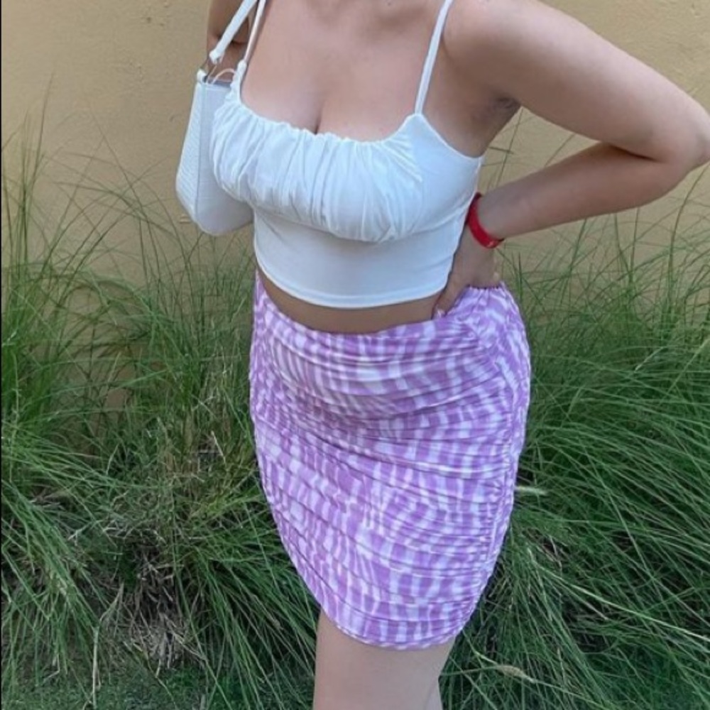 Zebra Print Mesh Ruched skirt - Picture 4 of 4